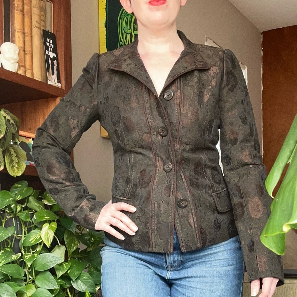 Badgley Mischka jacquard floral blazer coat Y2K